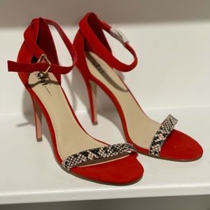 New Snakeskin/Red sandals